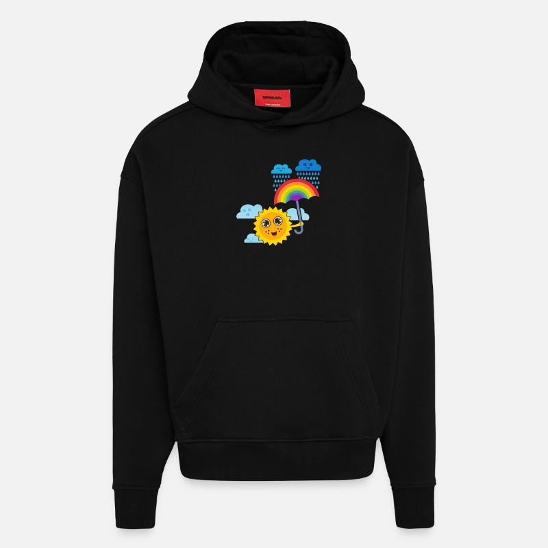 Sonne & Regenbogen-Schirm - Hoodie- made by SPREAD  - SOLID BLACK