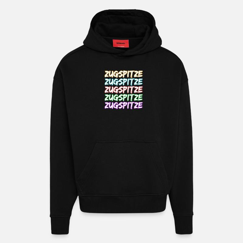 Escalade de la Zugspitze - Sweat à capuche bio épais oversize fabriqué en UE - SOLID BLACK