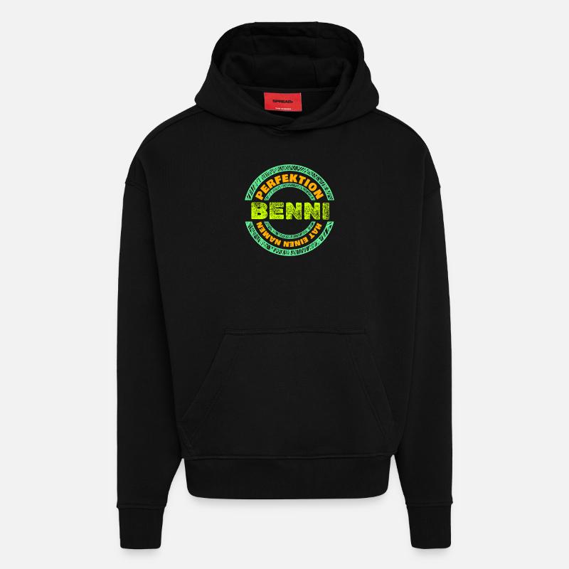 Cadeau pour Benni - Sweat à capuche bio épais oversize fabriqué en UE - SOLID BLACK