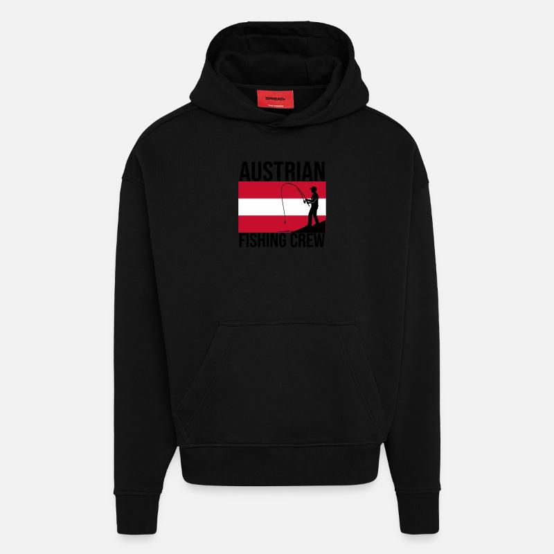 Chemise autrichienne de pêcheur - Sweat à capuche bio épais oversize fabriqué en UE - SOLID BLACK