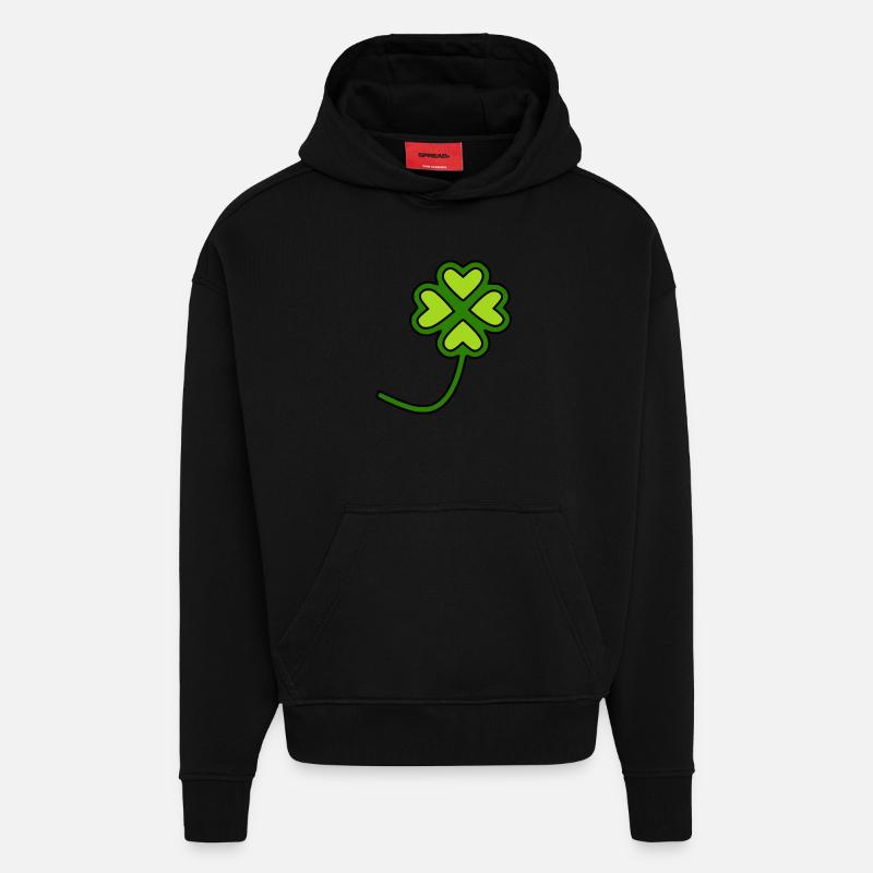 Trèfles de la Saint-Patrick - Sweat à capuche bio épais oversize fabriqué en UE - SOLID BLACK