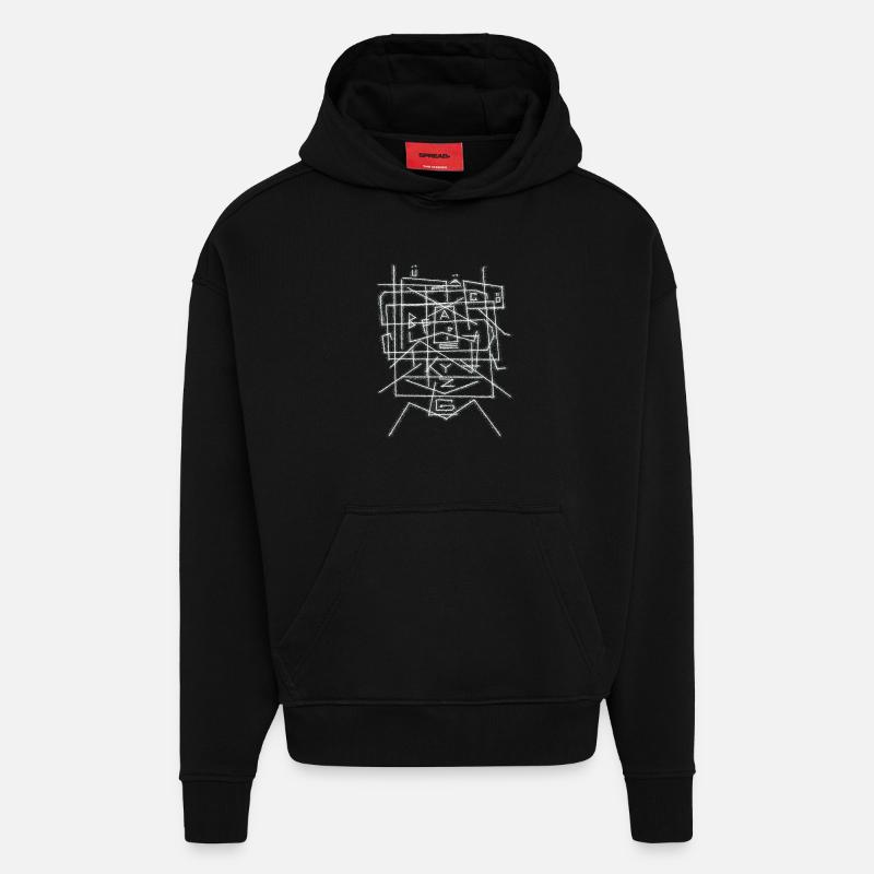 Modèle de caractères alphabet ABC - Sweat à capuche bio épais oversize fabriqué en UE - SOLID BLACK