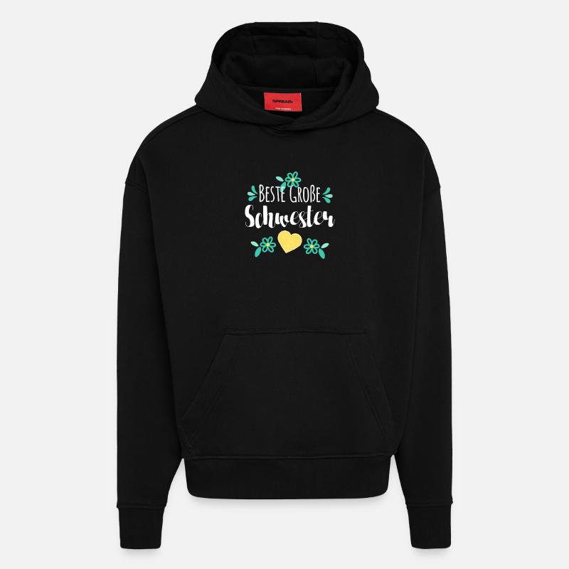 Beste Große Schwester - Hoodie- made by SPREAD  - SOLID BLACK