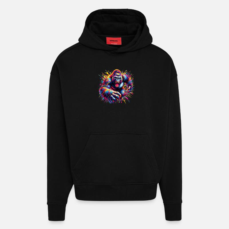 Gorille - Sweat à capuche bio épais oversize fabriqué en UE - SOLID BLACK