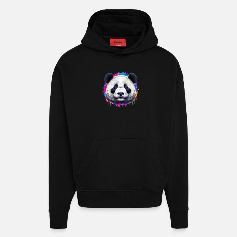 Panda - Sweat à capuche bio épais oversize fabriqué en UE - SOLID BLACK