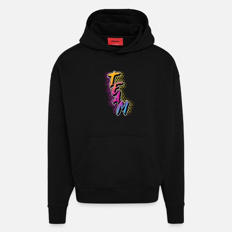 Équipe - Sweat à capuche bio épais oversize fabriqué en UE - SOLID BLACK