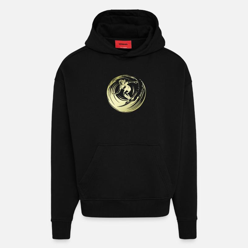Silhouette de surfeur Surf - Sweat à capuche bio épais oversize fabriqué en UE - SOLID BLACK