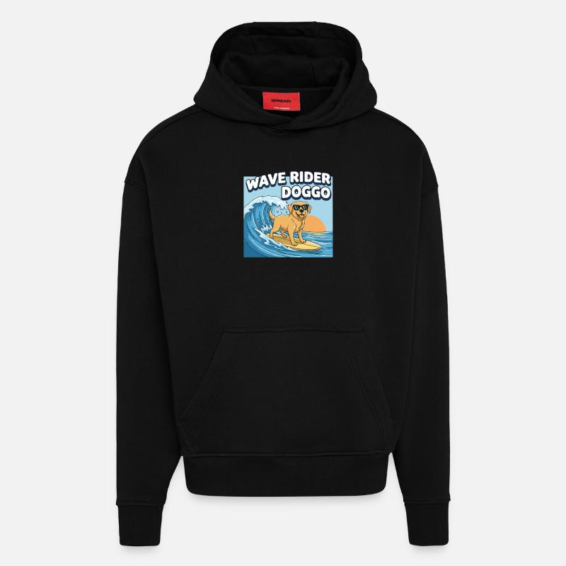 Surfeur Chien Surf - Sweat à capuche bio épais oversize fabriqué en UE - SOLID BLACK