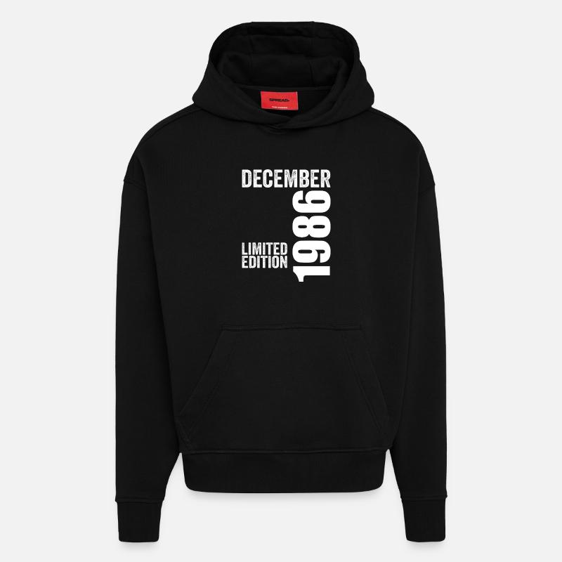Cadeau Anniversaire Rétro - Décembre 1986 - Sweat à capuche bio épais oversize fabriqué en UE - SOLID BLACK