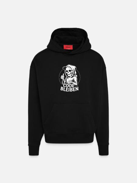 Skeleton Thumbs Up – Stay Cool - Hoodie- made by SPREAD  - SOLID BLACK