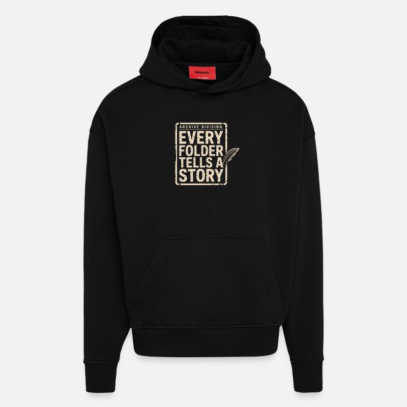 Chaque dossier raconte une histoire - Sweat à capuche bio épais oversize fabriqué en UE - SOLID BLACK