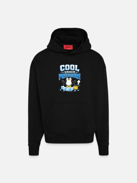 Cool Under Pressure Pinguin Meditation - Hoodie- made by SPREAD  - SOLID BLACK
