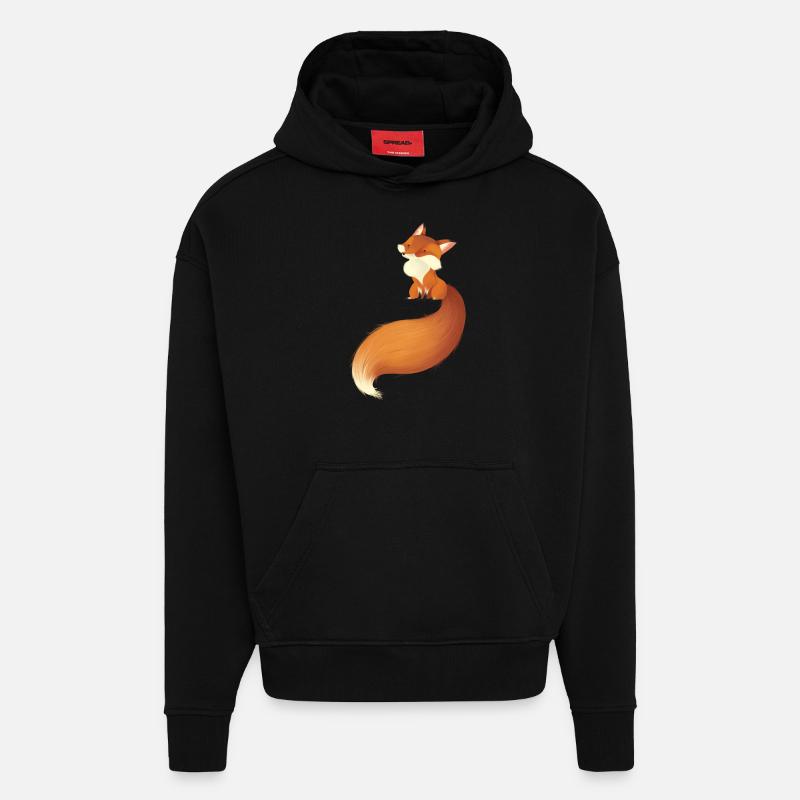 fox - Sweat à capuche bio épais oversize fabriqué en UE - SOLID BLACK