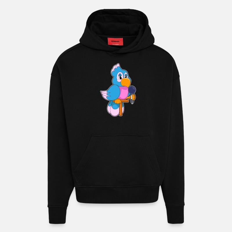 Parrot Singer Microphone - Hoodie- made by SPREAD - SOLID BLACK