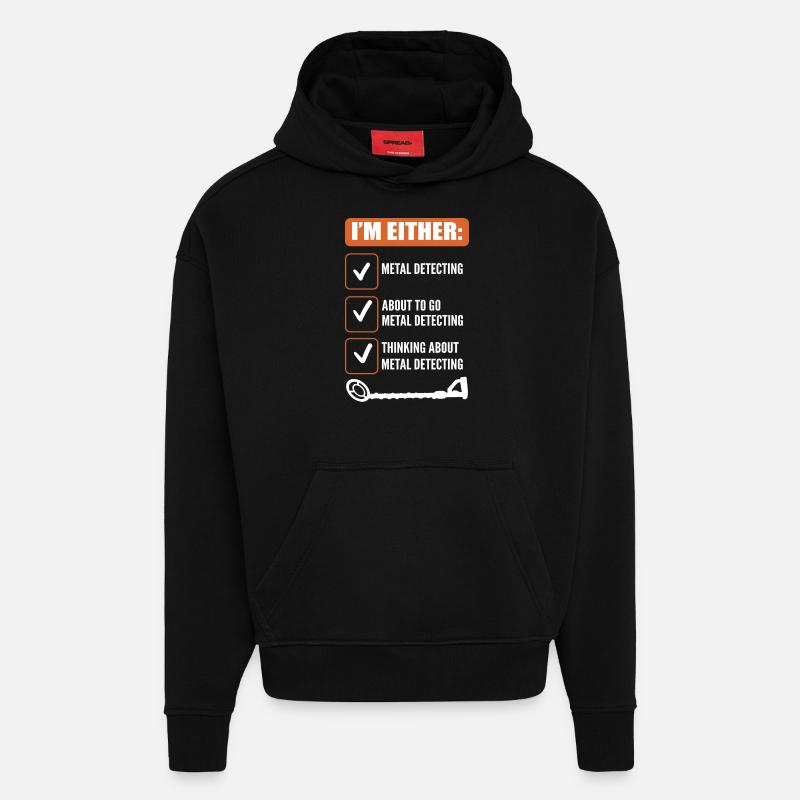 Détecteur de métaux - Sweat à capuche bio épais oversize fabriqué en UE - SOLID BLACK