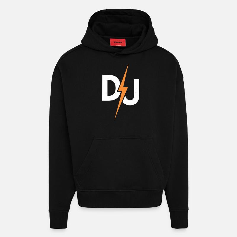 DJ Power Thunder - Sweat à capuche bio épais oversize fabriqué en UE - SOLID BLACK