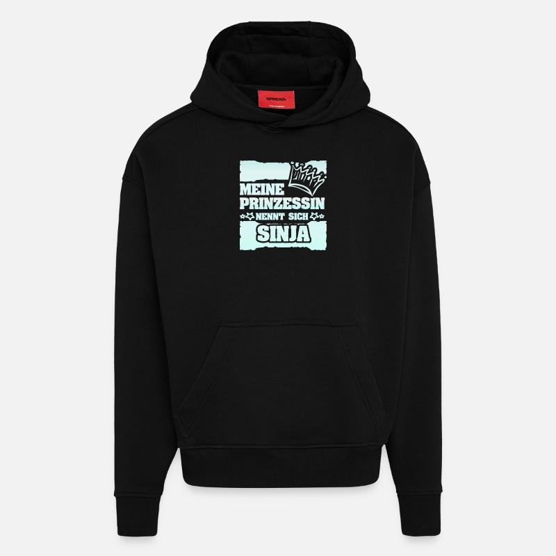 Cadeau pour Sinja - Sweat à capuche bio épais oversize fabriqué en UE - SOLID BLACK