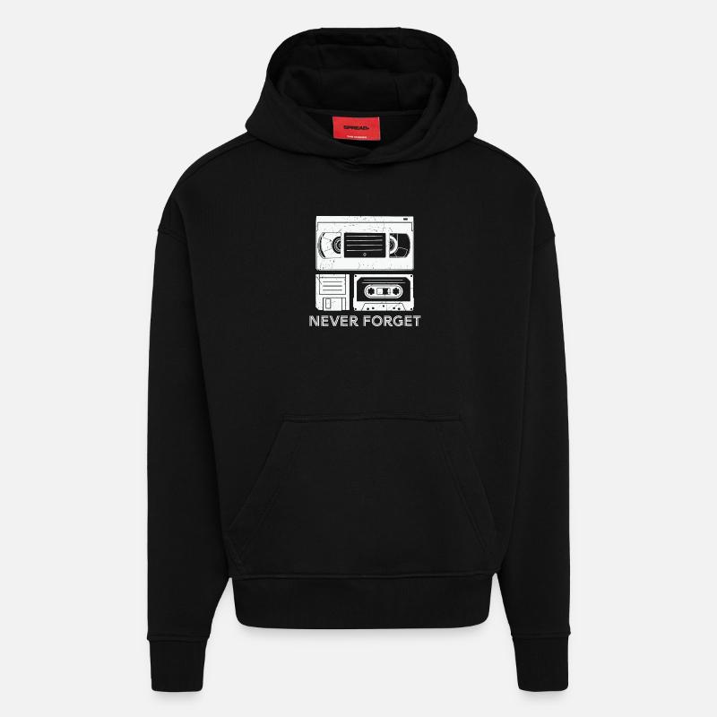 Conception créative de cassette - Sweat à capuche bio épais oversize fabriqué en UE - SOLID BLACK