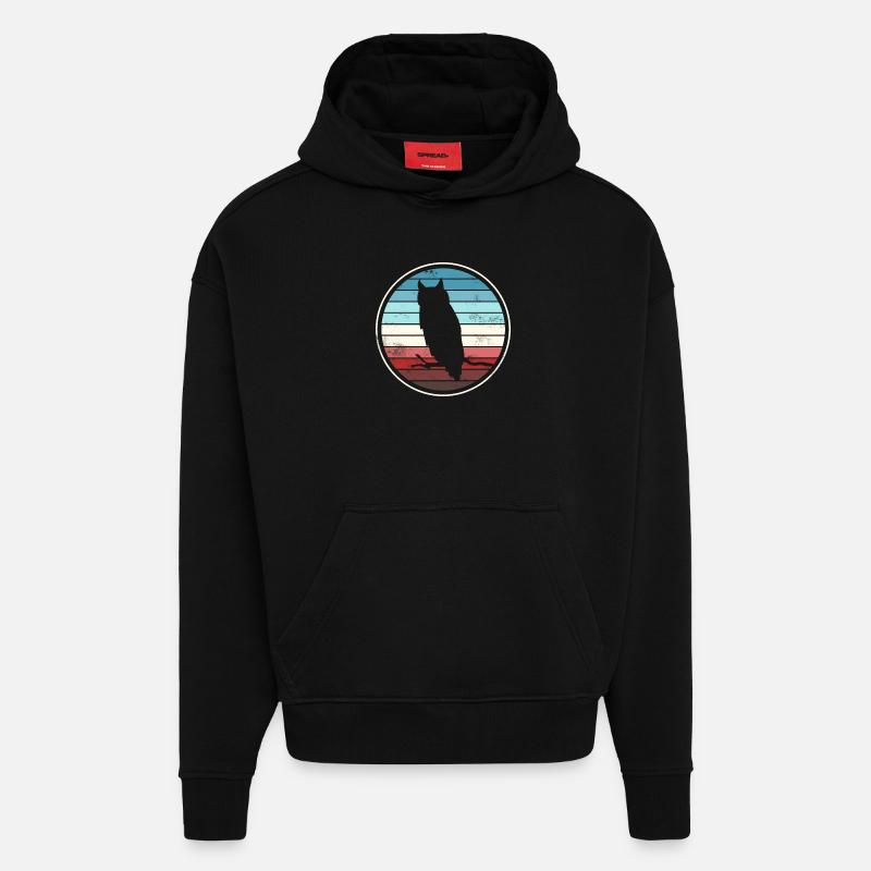 Eule Eulen - Hoodie- made by SPREAD  - SOLID BLACK