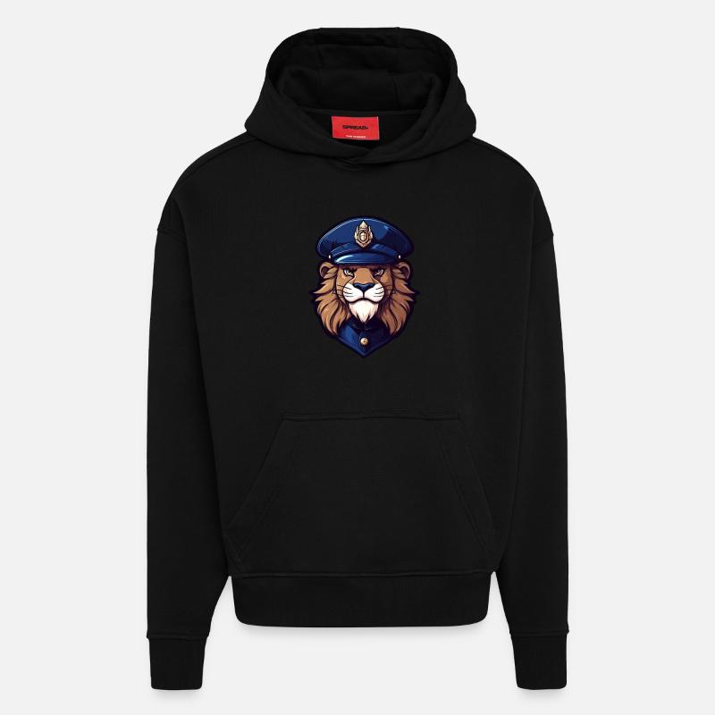 Polizei Löwe - Hoodie- made by SPREAD  - SOLID BLACK