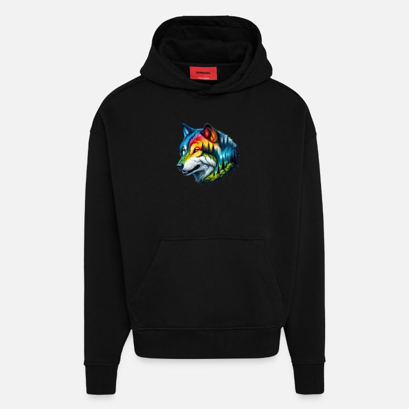 Wolf - Hoodie- made by SPREAD - SOLID BLACK