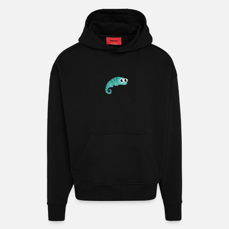 Caméléon unique et ambulant - Sweat à capuche bio épais oversize fabriqué en UE - SOLID BLACK