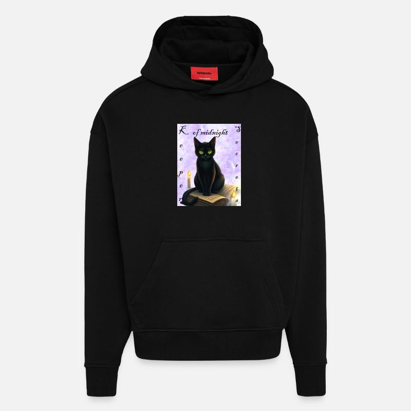 Gardien des secrets de minuit - Sweat à capuche bio épais oversize fabriqué en UE - SOLID BLACK