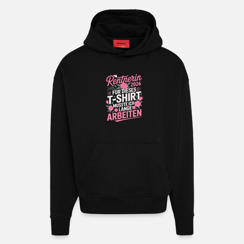 Retraité 2026 - Sweat à capuche bio épais oversize fabriqué en UE - SOLID BLACK