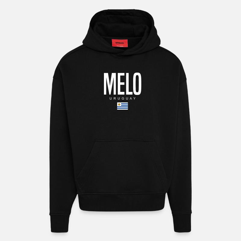 Melo Uruguay Uruguayen - Sweat à capuche bio épais oversize fabriqué en UE - SOLID BLACK