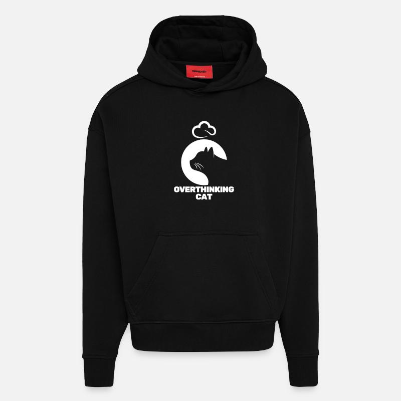 Chat Pensif - Sweat à capuche bio épais oversize fabriqué en UE - SOLID BLACK