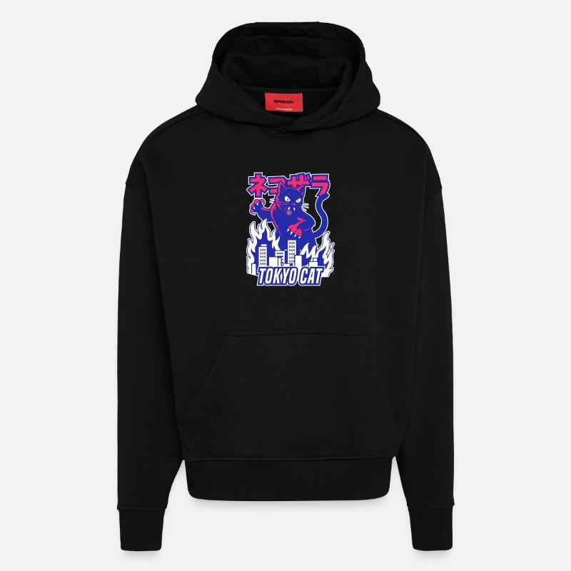 Retro Monster Katze - Hoodie- made by SPREAD  - SOLID BLACK