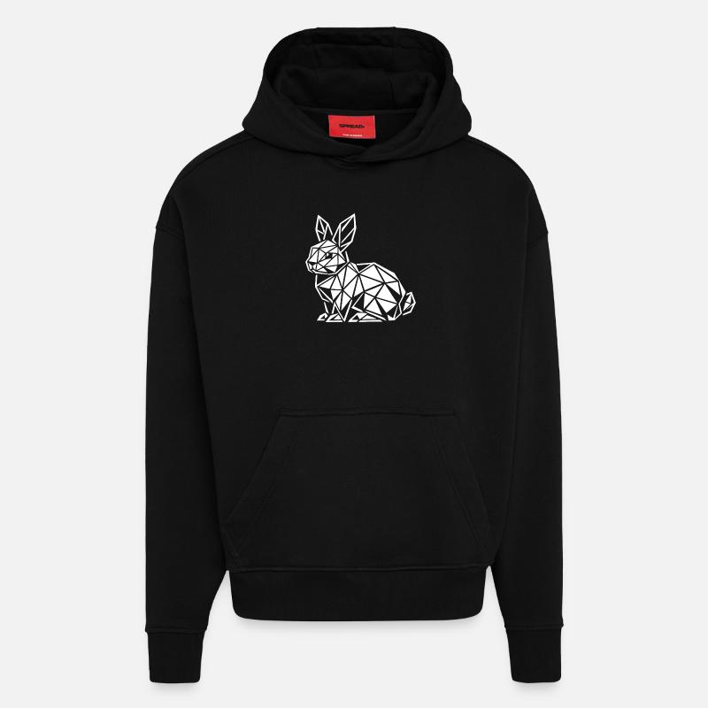 Geometric Rabbit Magic Easter Bunny - Hoodie- made by SPREAD - SOLID BLACK