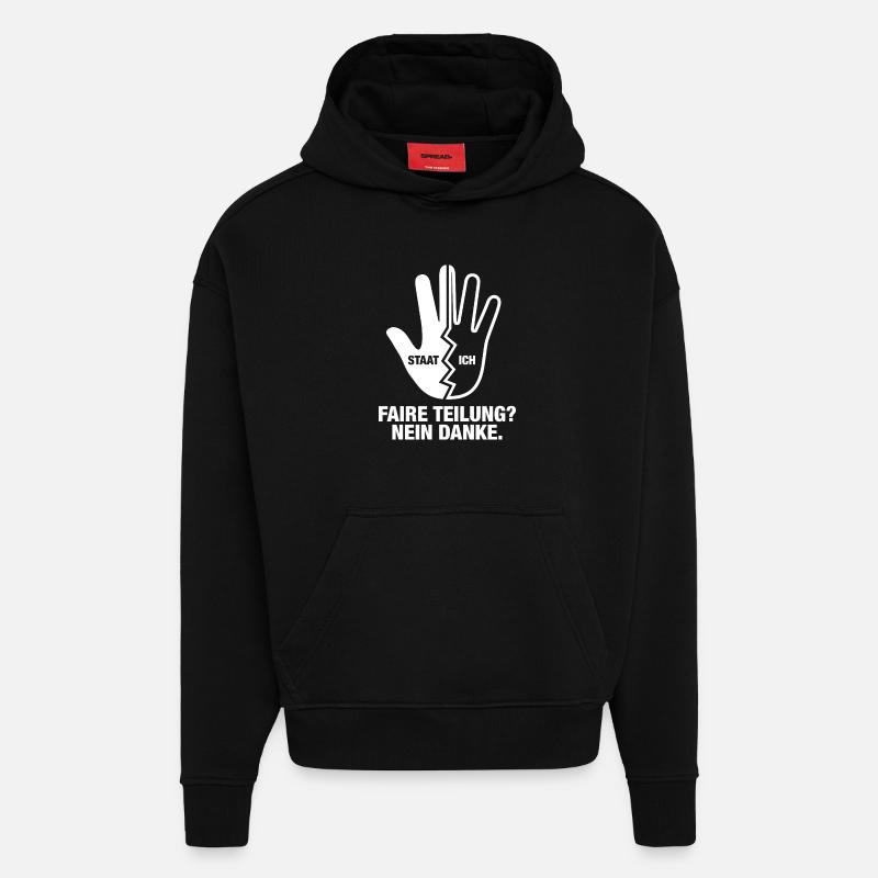 Faire Teilung Nein Danke - Hoodie- made by SPREAD  - SOLID BLACK