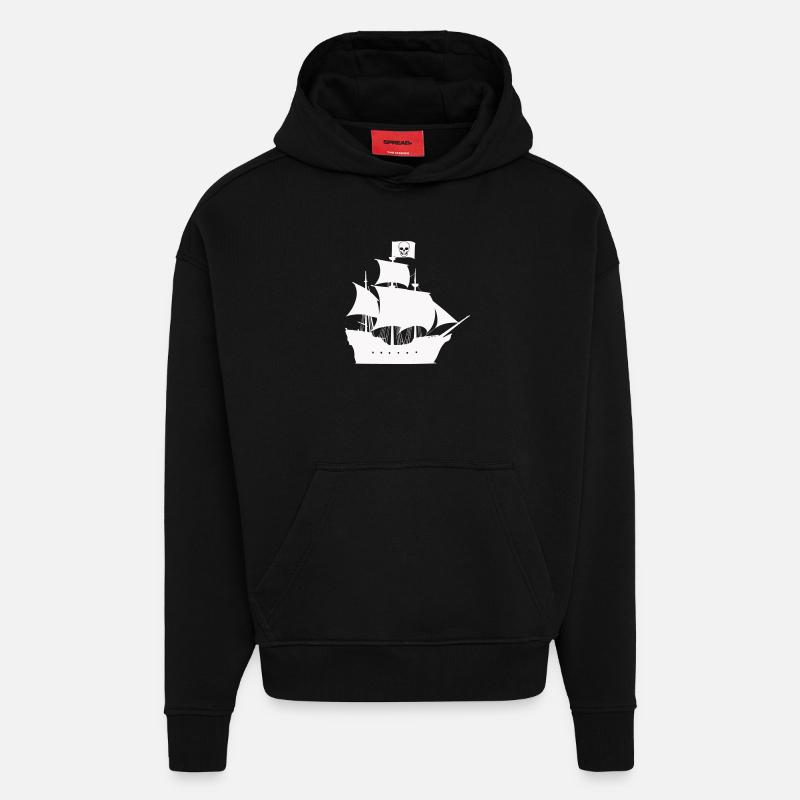Piratenschiff Silhouette - Hoodie- made by SPREAD  - SOLID BLACK
