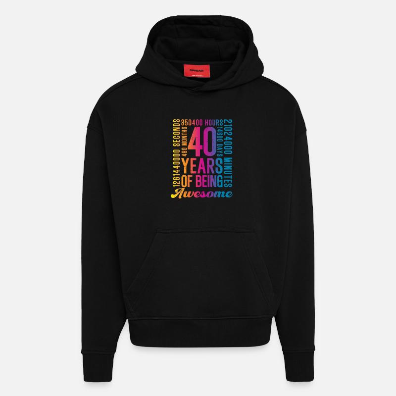 40 ans 40 ans - Sweat à capuche bio épais oversize fabriqué en UE - SOLID BLACK
