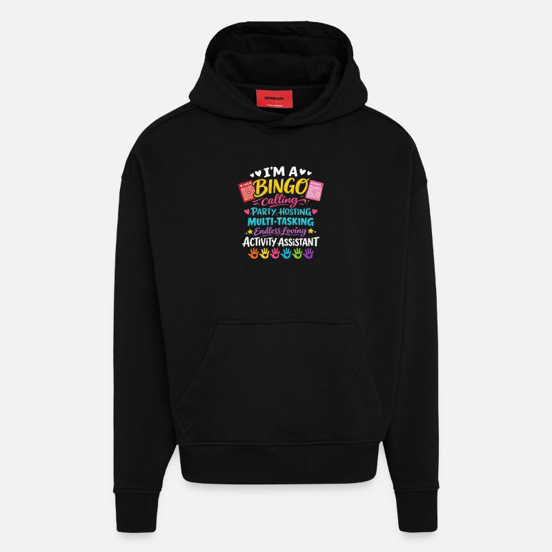 Animation Assistant Bingo Activities Gift - Hoodie- made by SPREAD  - SOLID BLACK