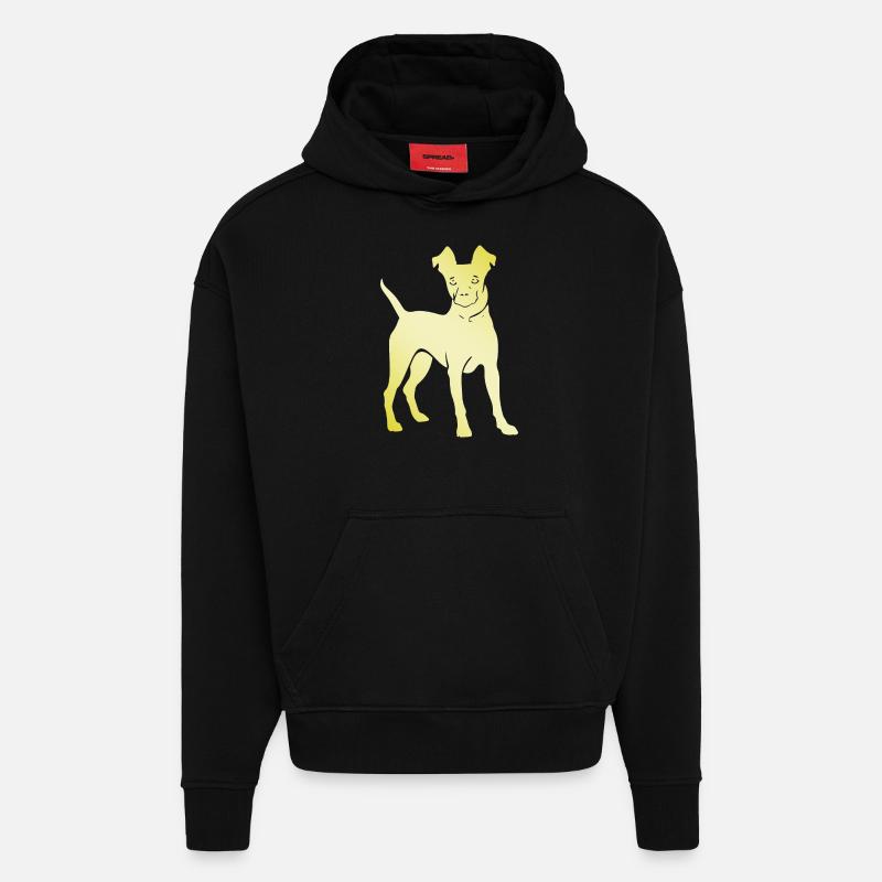 Silhouette de chien Pinscher - Sweat à capuche bio épais oversize fabriqué en UE - SOLID BLACK