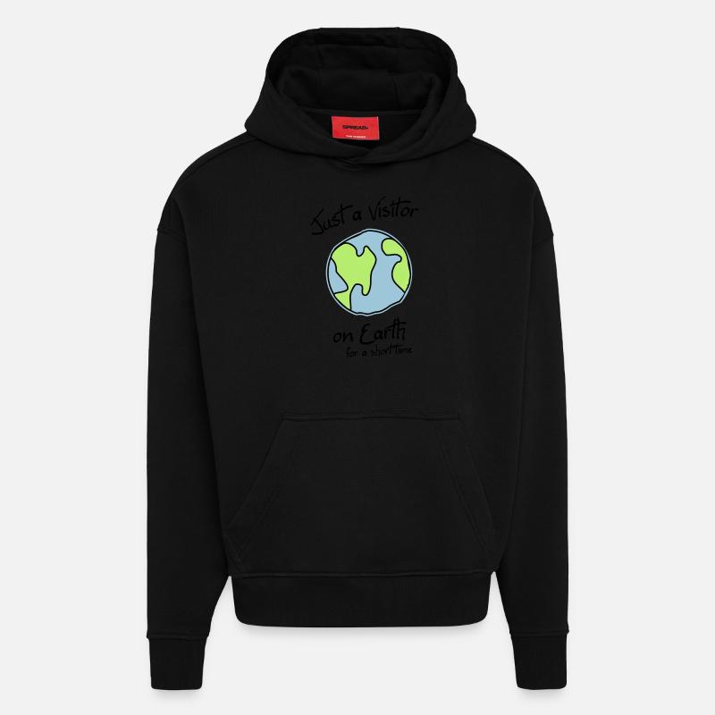 Visitor on Earth - Hoodie- made by SPREAD  - SOLID BLACK