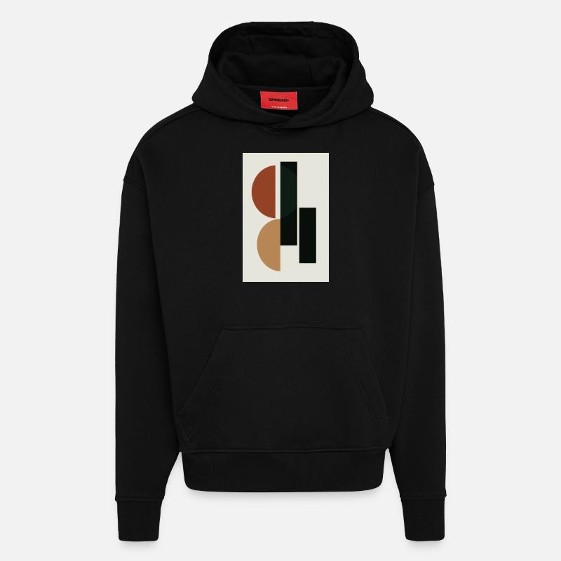 art moderne, équilibre - Sweat à capuche bio épais oversize fabriqué en UE - SOLID BLACK