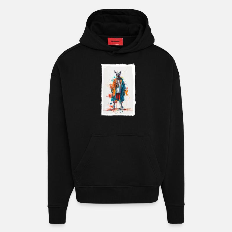 Buntes Lama - Hoodie- made by SPREAD  - SOLID BLACK