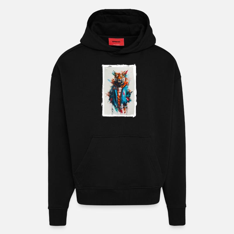 Bunter Tiger - Hoodie- made by SPREAD  - SOLID BLACK