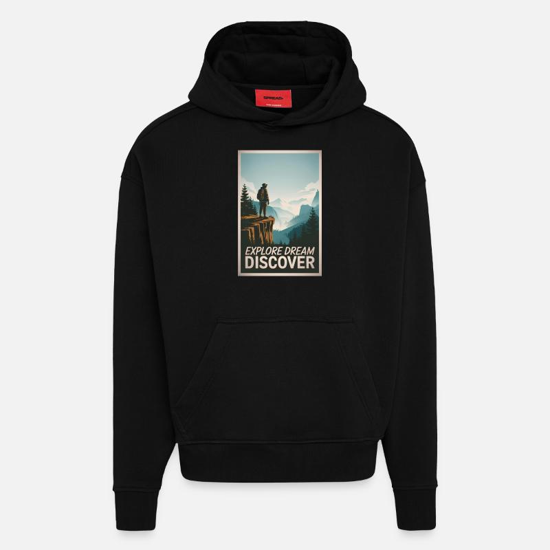 Explore Dream Explore - Hoodie- made by SPREAD  - SOLID BLACK
