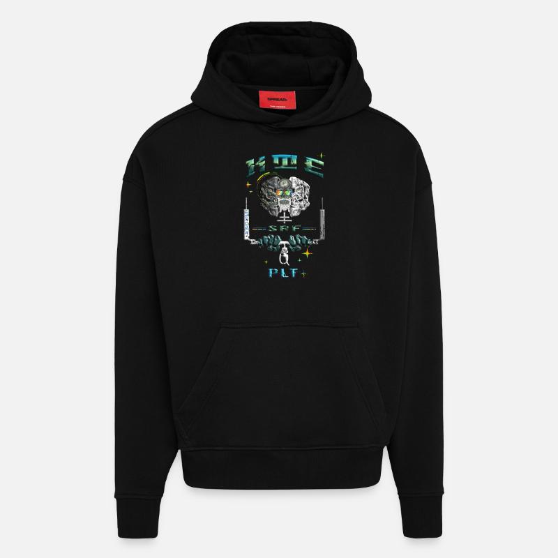 Pilote de kitesurf - Sweat à capuche bio épais oversize fabriqué en UE - SOLID BLACK