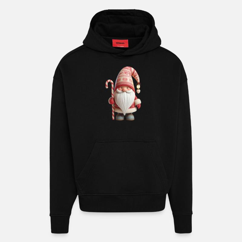 Gnome de Noël 2 - Sweat à capuche bio épais oversize fabriqué en UE - SOLID BLACK