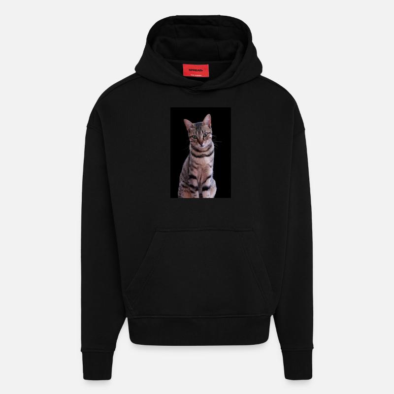 Chat chat chaton doux - Sweat à capuche bio épais oversize fabriqué en UE - SOLID BLACK