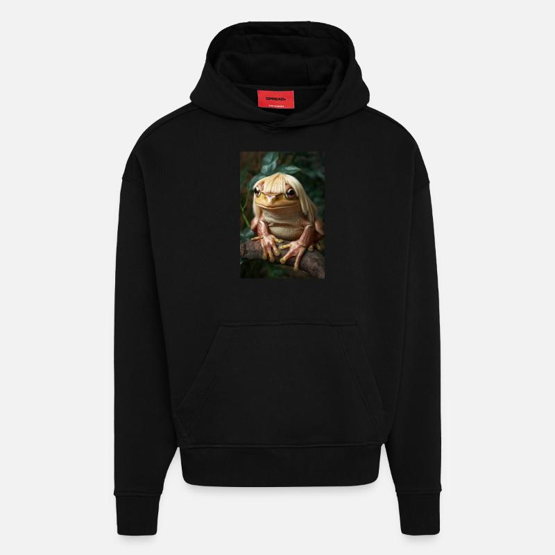 Fabuleuse princesse grenouille - Sweat à capuche bio épais oversize fabriqué en UE - SOLID BLACK