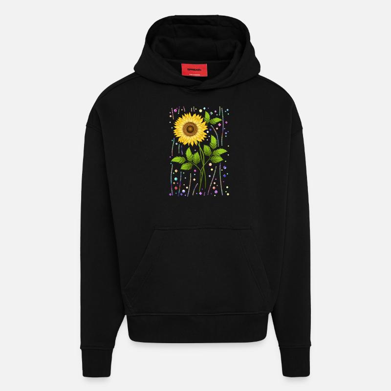 Fleur - Sweat à capuche bio épais oversize fabriqué en UE - SOLID BLACK