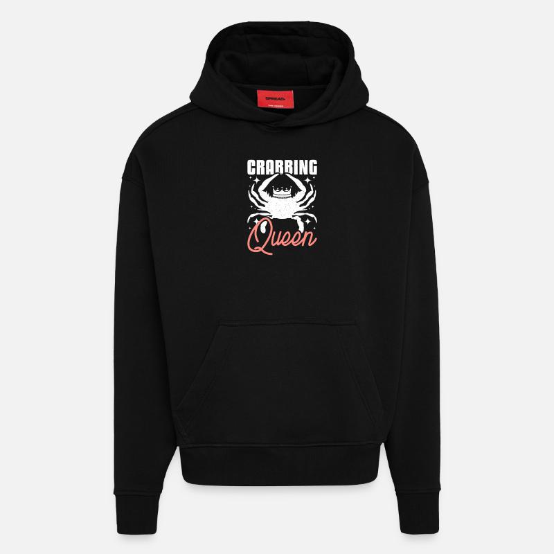 Fille Crabe pêche Crabbing Queen - Sweat à capuche bio épais oversize fabriqué en UE - SOLID BLACK