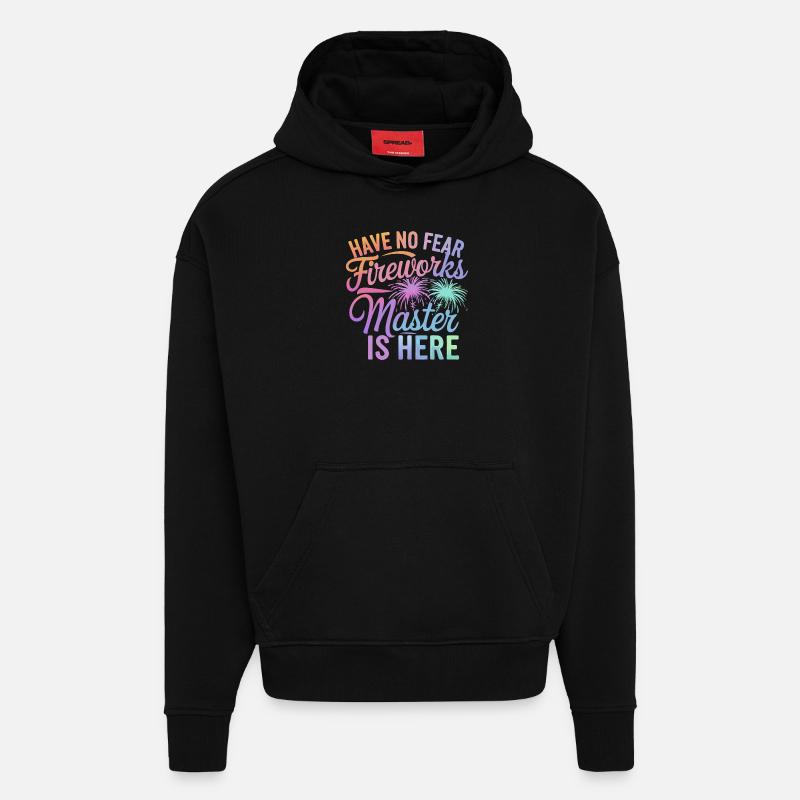 Pyrotechnie Feux d’artifice Pyrotechnie - Sweat à capuche bio épais oversize fabriqué en UE - SOLID BLACK
