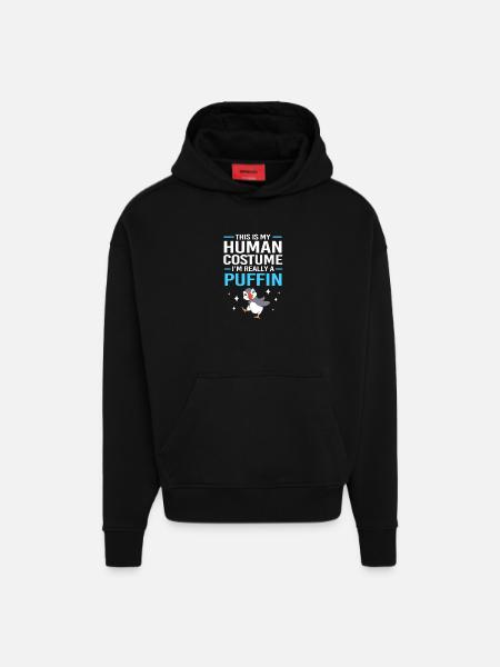 Papageientaucher Lunnefågel - Heavyweight Oversized Organic Hoodie Made in EU - SOLID BLACK